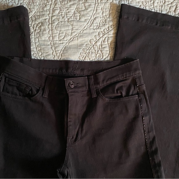 EUC 7FAMK Black Denim Flare Pants Sz 28 - Picture 2 of 13